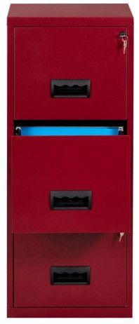 Meuble de rangement 3 tiroirs métal rouge nacré Mélys - Photo n°4
