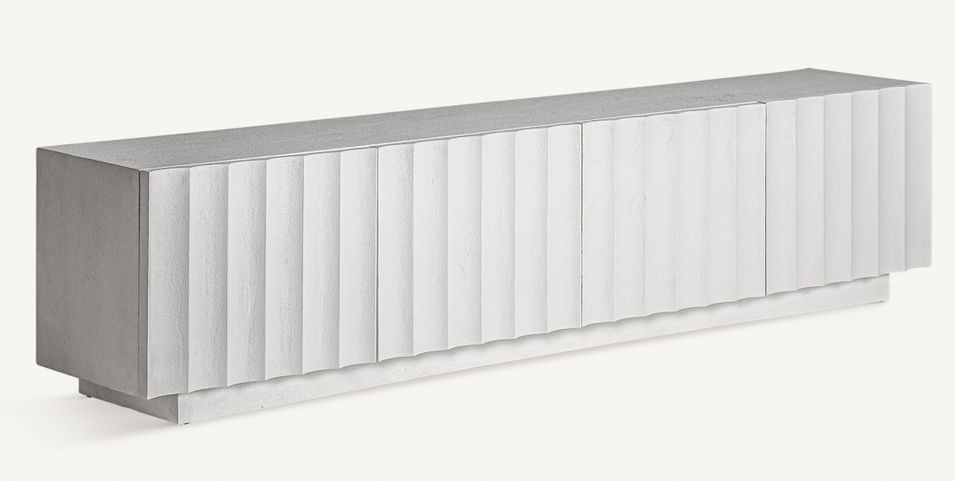 Meuble de rangement 4 portes ciment blanc Klikey 220 cm - Photo n°4