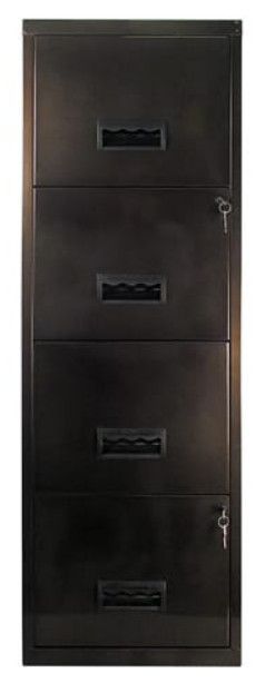 Meuble de rangement 4 tiroirs métal bleu noir vernis Nolan - Photo n°3