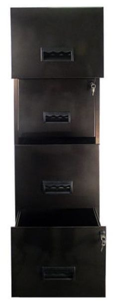 Meuble de rangement 4 tiroirs métal bleu noir vernis Nolan - Photo n°4
