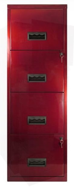 Meuble de rangement 4 tiroirs métal bleu rouge vernis Nolan - Photo n°3
