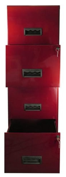 Meuble de rangement 4 tiroirs métal bleu rouge vernis Nolan - Photo n°4