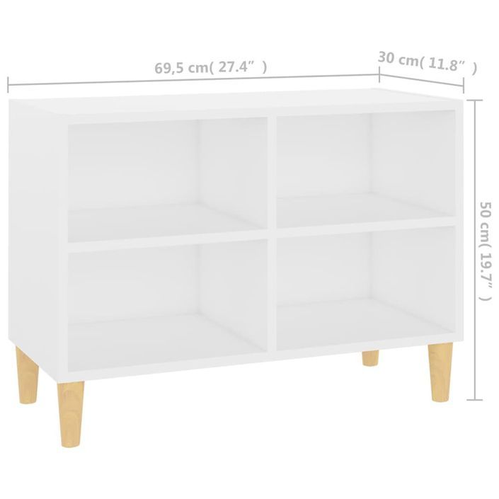 Meuble de rangement avec pieds en bois massif Blanc 69,5x30x50 cm - Photo n°6