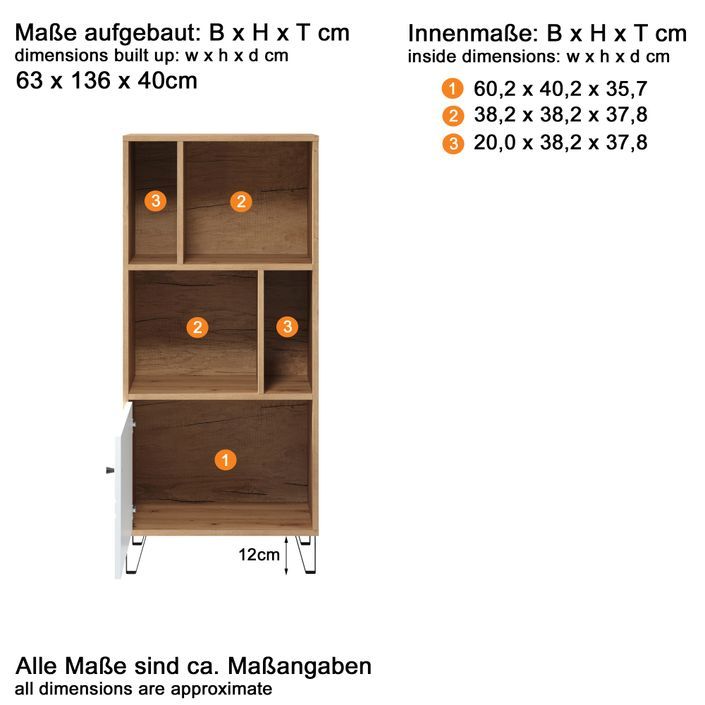 Meuble de rangement chêne artisan et blanc mat Kidou 63 cm - Photo n°6