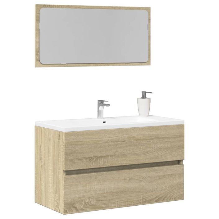 Meuble de salle de bain avec miroir chêne sonoma 80x38,5x45 cm - Photo n°1