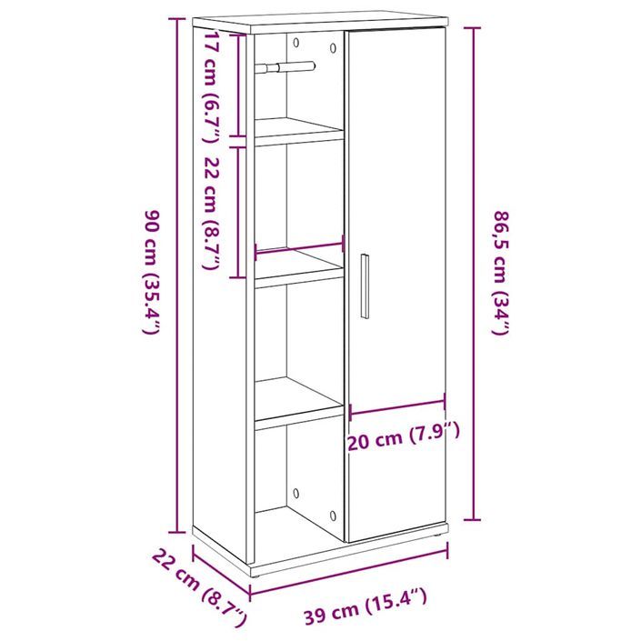 Meuble de salle de bain avec porte-rouleau chêne sonoma - Photo n°12