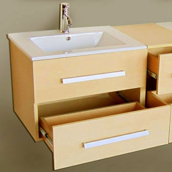 Meuble de salle de bain design, beige - Photo n°3