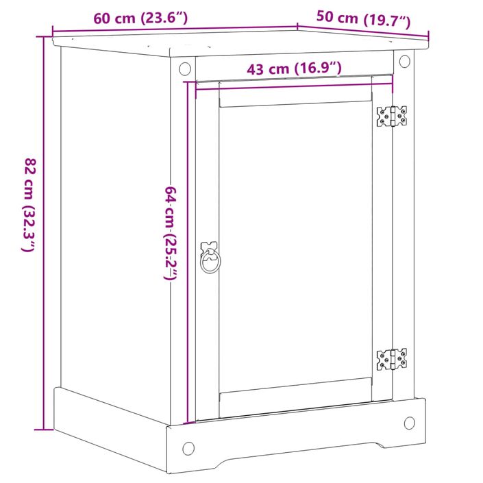 Meuble HiFi Corona 60x50x82 cm bois de pin massif - Photo n°9