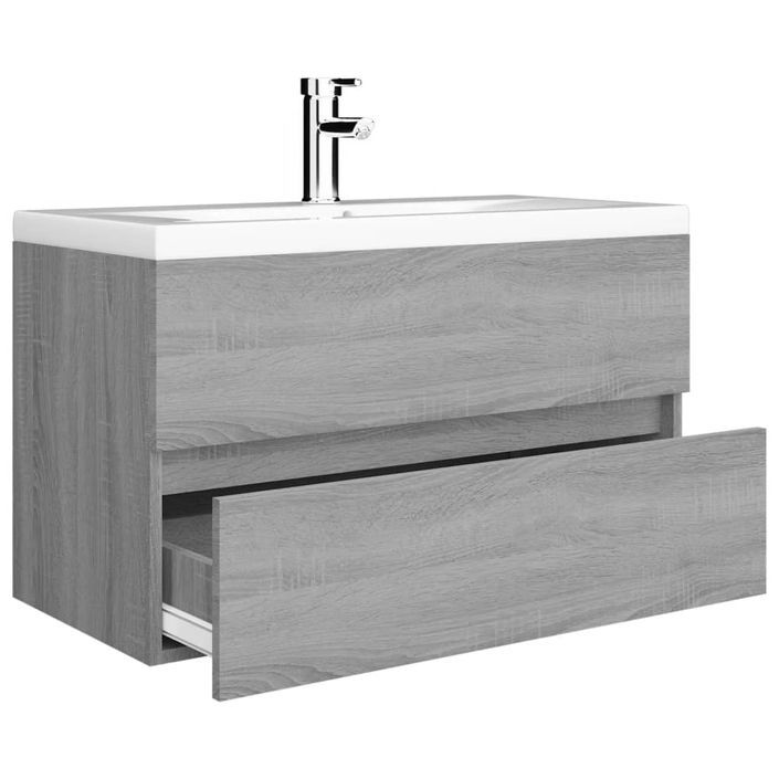 Meuble lavabo avec bassin intégré Sonoma gris Bois d'ingénierie - Photo n°4