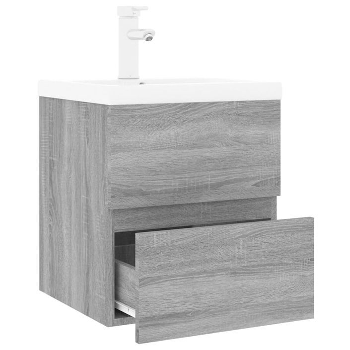 Meuble lavabo avec bassin intégré Sonoma gris Bois d'ingénierie - Photo n°4