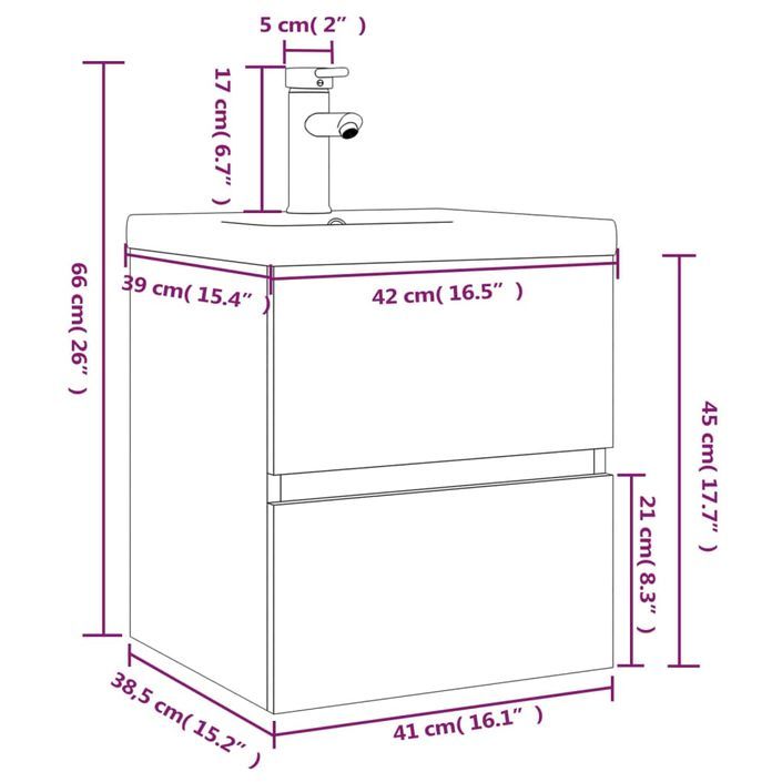 Meuble lavabo avec bassin intégré Sonoma gris Bois d'ingénierie - Photo n°7