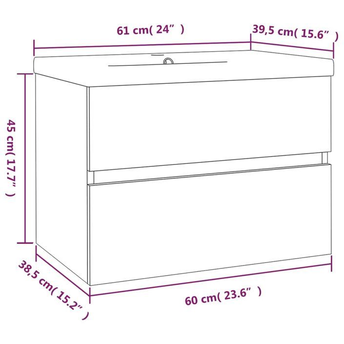 Meuble lavabo avec bassin intégré Sonoma gris Bois d'ingénierie - Photo n°6