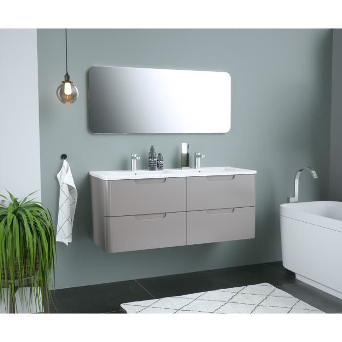 Meuble salle de bain L 120 - 2 tiroirs + vasque - Taupe - RONDO - Photo n°2