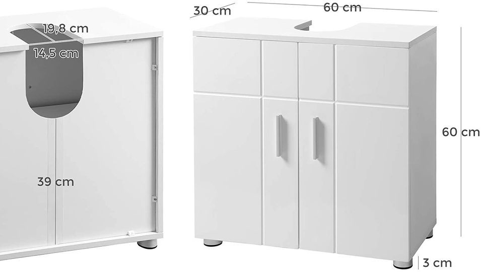Meuble sous lavabo blanc 2 portes Loka L 60 x P 30 x H 60 cm - Photo n°6