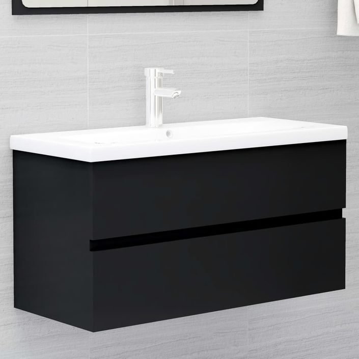 Meuble sous vasque de salle de bain Noir 90x38,5x45 cm - Photo n°2
