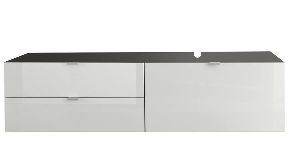 Meuble sous vasque suspendu blanc brillant et anthracite Ibiza 140 cm - Photo n°1