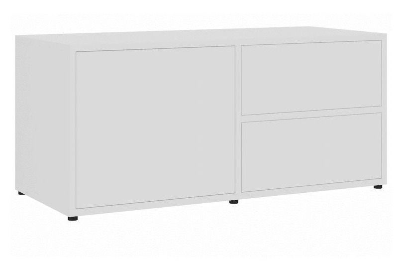 Meuble TV 1 porte 2 tiroirs bois blanc brillant Ressi 80 cm - Photo n°1