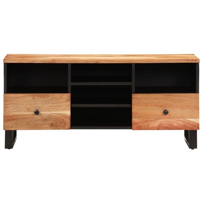 Meuble TV 100x33x46 cm bois d'acacia solide et d'ingénierie - Photo n°4