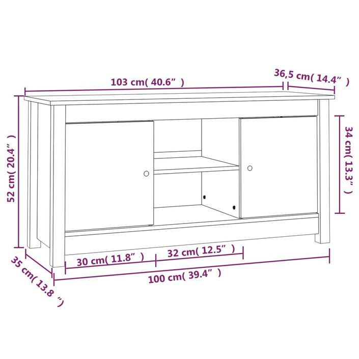 Meuble TV 103x36,5x52 cm Bois de pin massif - Photo n°10