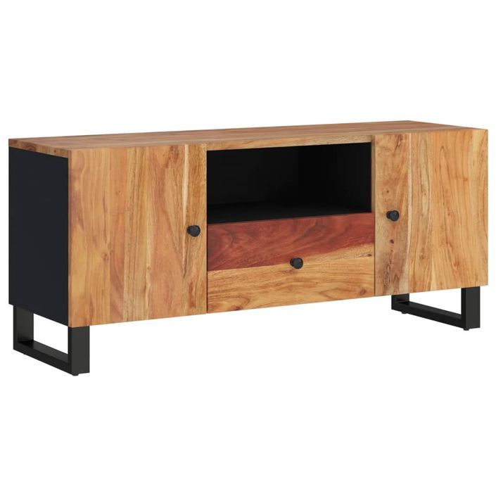 Meuble TV 105x33,5x46 cm bois d'acacia solide et d'ingénierie - Photo n°12