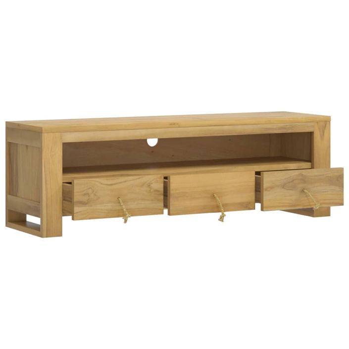 Meuble TV 110x30x35 cm Bois de teck solide - Photo n°4