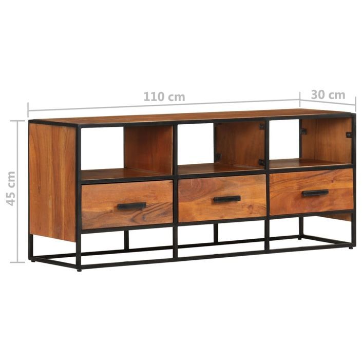 Meuble TV 110x30x45 cm Bois d'acacia massif - Photo n°8