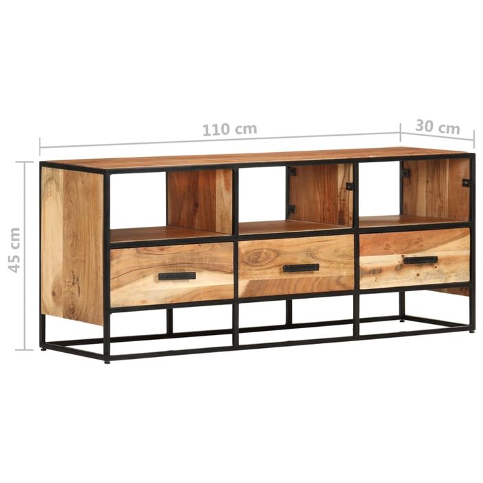 Meuble TV 110x30x45 cm Bois d'acacia massif 2 - Photo n°8