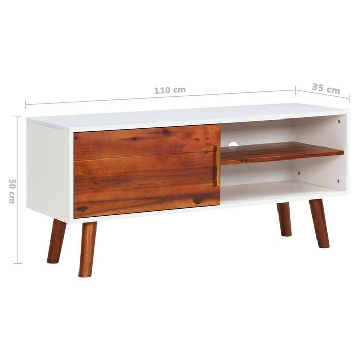 Meuble TV 110x35x50 cm Bois d'acacia solide et MDF 2 - Photo n°7