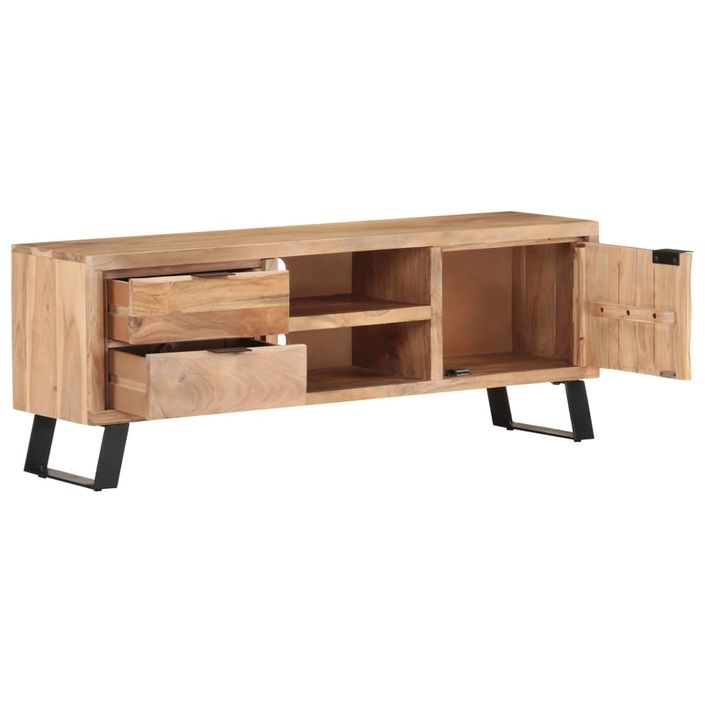 Meuble TV 120x30x42 cm Bois massif d'acacia avec bord naturel - Photo n°4