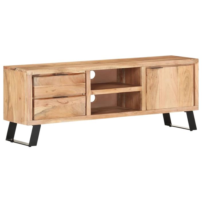 Meuble TV 120x30x42 cm Bois massif d'acacia avec bord naturel - Photo n°11