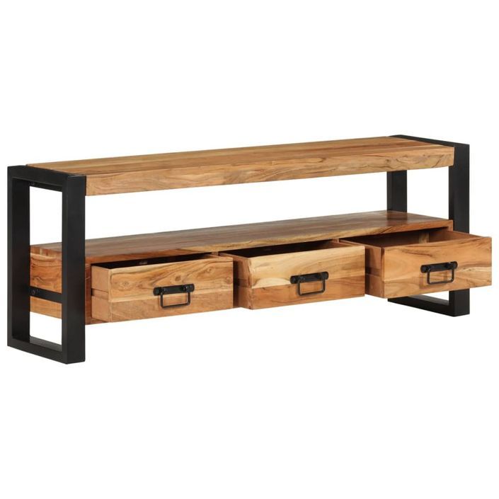 Meuble TV 120x30x45 cm bois d'acacia massif - Photo n°6