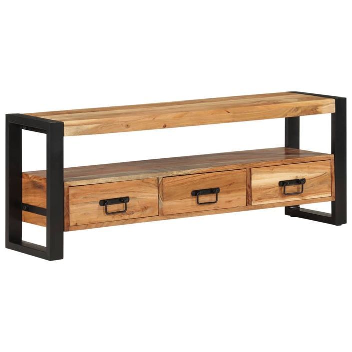 Meuble TV 120x30x45 cm bois d'acacia massif - Photo n°8