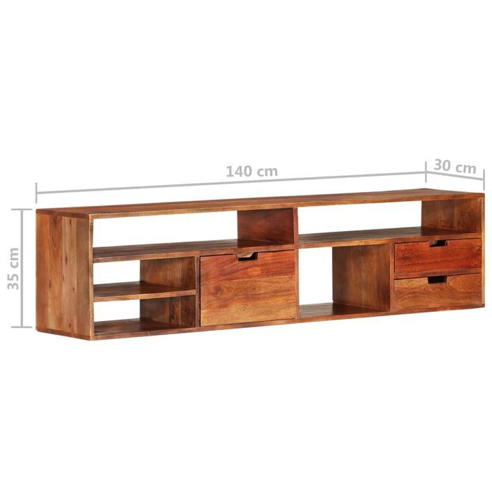 Meuble TV 140x30x35 cm Bois d'acacia massif - Photo n°9