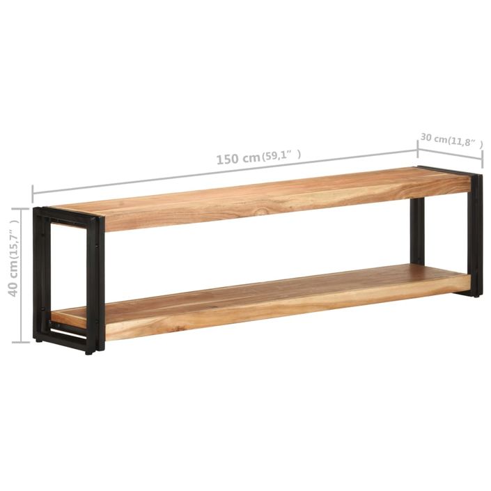 Meuble TV 150x30x40 cm Bois d'acacia massif 3 - Photo n°7