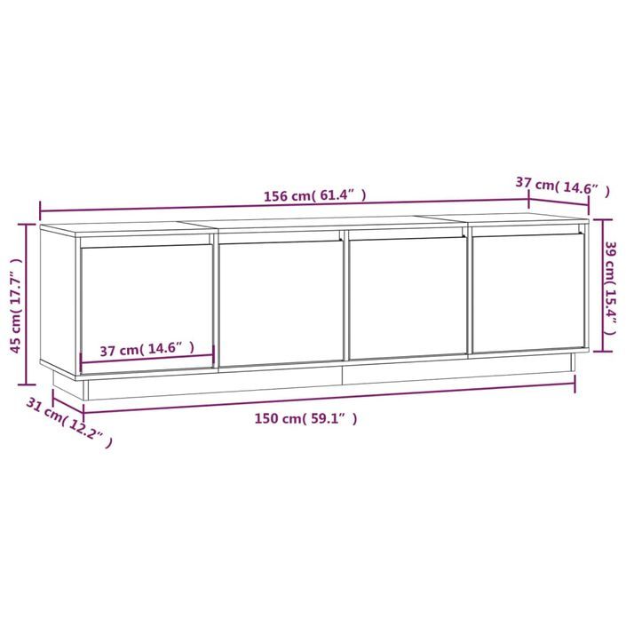 Meuble TV 156x37x45 cm Bois de pin massif - Photo n°10