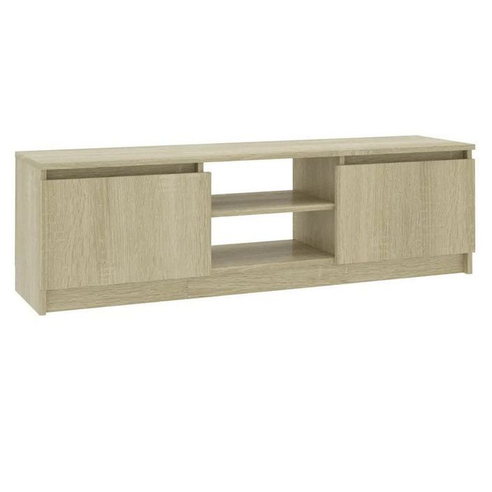 Meuble TV 2 portes bois chêne clair Conan 120 cm - Photo n°1