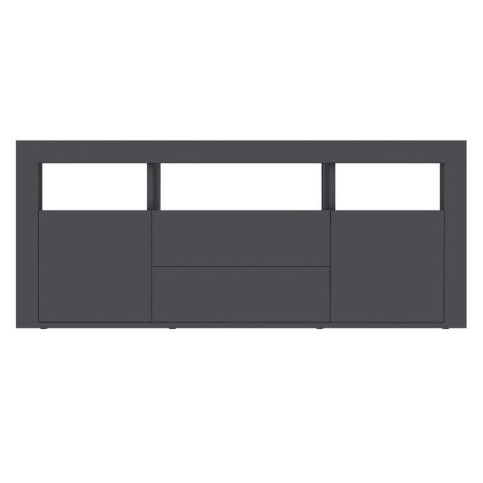 Meuble TV 2 tiroirs 2 portes bois gris Icina 120 cm - Photo n°4