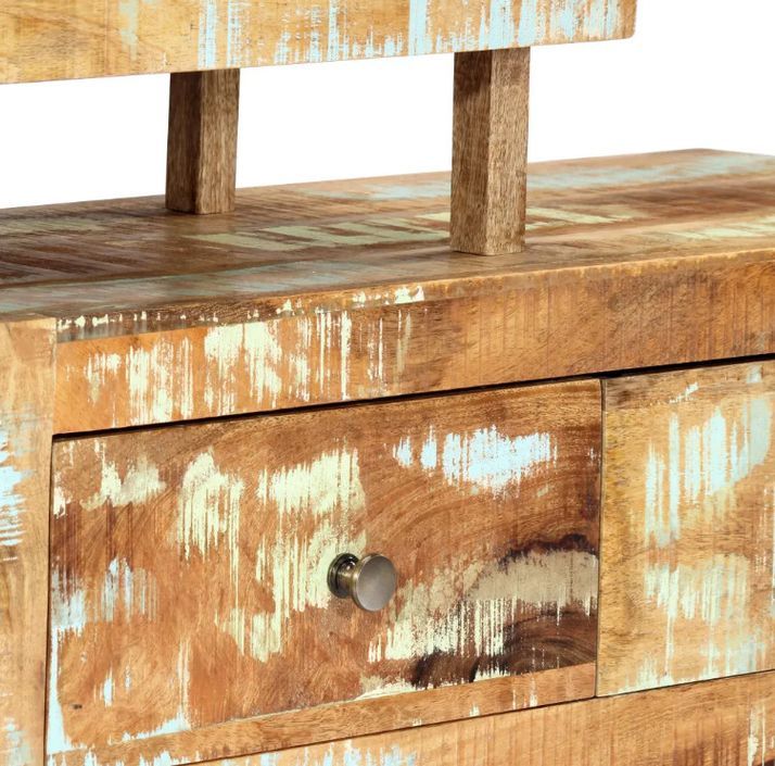 Meuble TV 2 tiroirs bois massif recyclé clair Bill - Photo n°7
