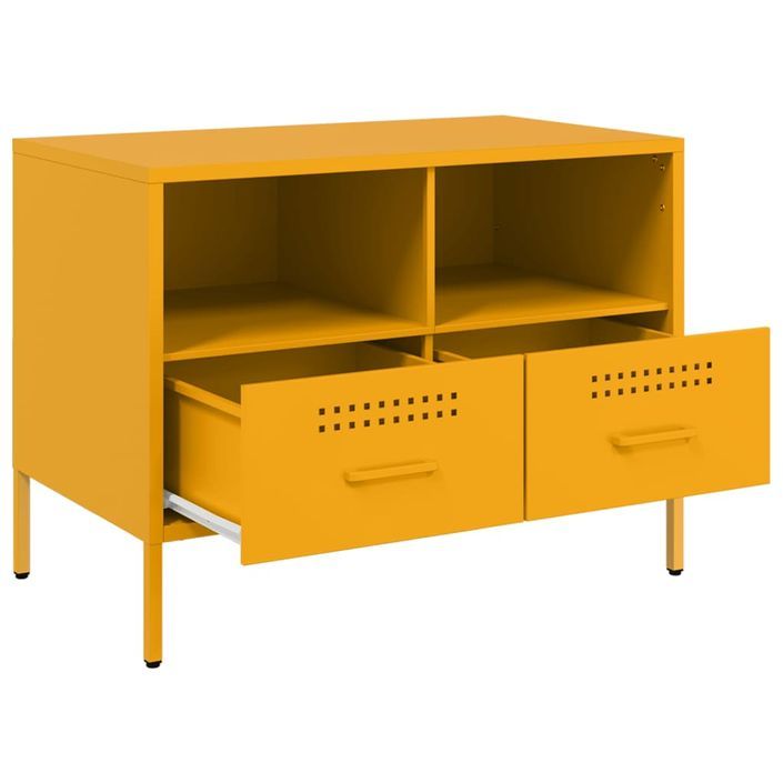 Meuble TV 2pcs jaune moutarde 68x39x50,5cm acier laminé à froid - Photo n°10