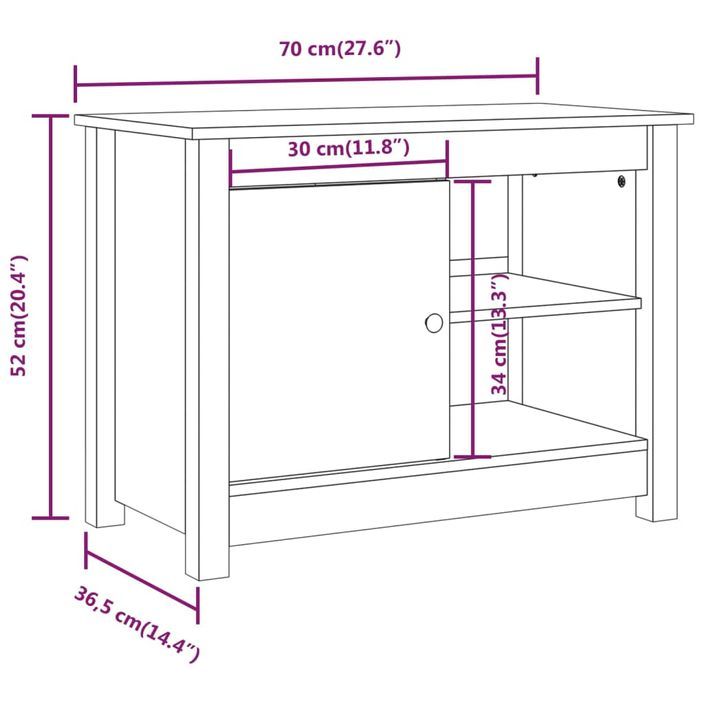 Meuble TV 70x36,5x52 cm Bois de pin massif - Photo n°10