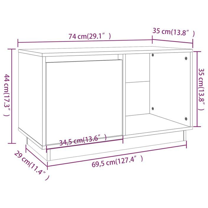 Meuble TV 74x35x44 cm Bois de pin massif - Photo n°10