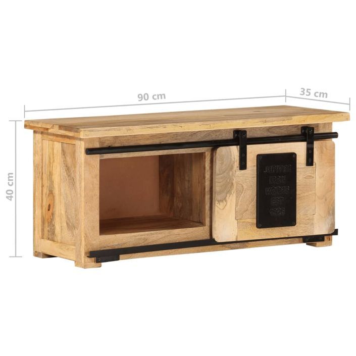 Meuble TV 90x35x40 cm Bois massif de manguier - Photo n°7