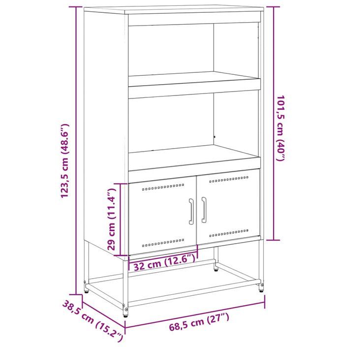 Meuble TV anthracite 100,5x39x60,5 cm acier - Photo n°12