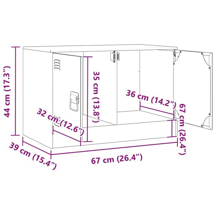 Meuble TV anthracite 67x39x44 cm acier - Photo n°12