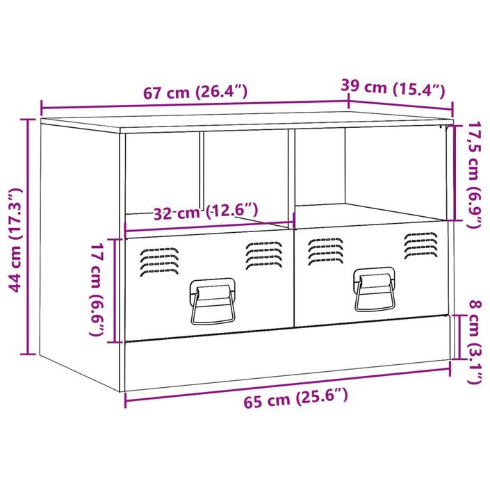 Meuble TV anthracite 67x39x44 cm acier - Photo n°12