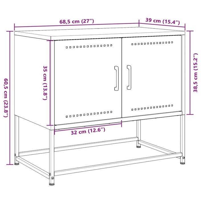 Meuble TV anthracite 68,5x39x60,5 cm acier - Photo n°12