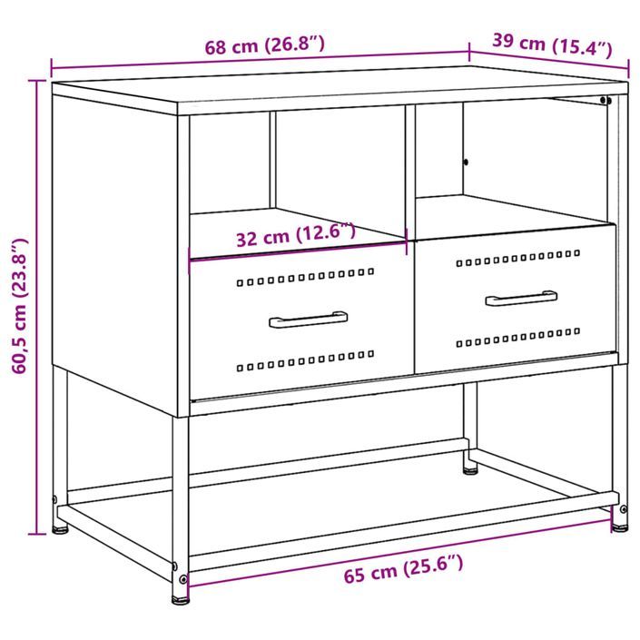 Meuble TV anthracite 68x39x60,5 cm acier - Photo n°12