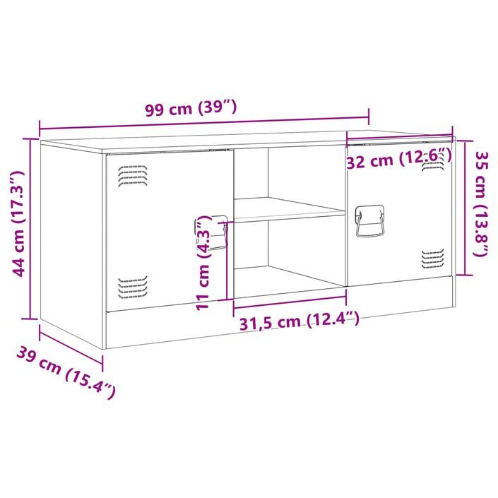 Meuble TV anthracite 99x39x44 cm acier - Photo n°12