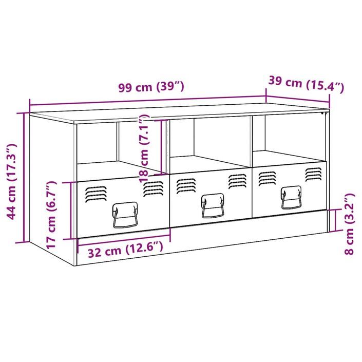 Meuble TV anthracite 99x39x44 cm acier - Photo n°12