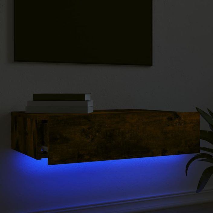 Meuble TV avec éclairage LED chêne fumé 60x35x15,5 cm - Photo n°4